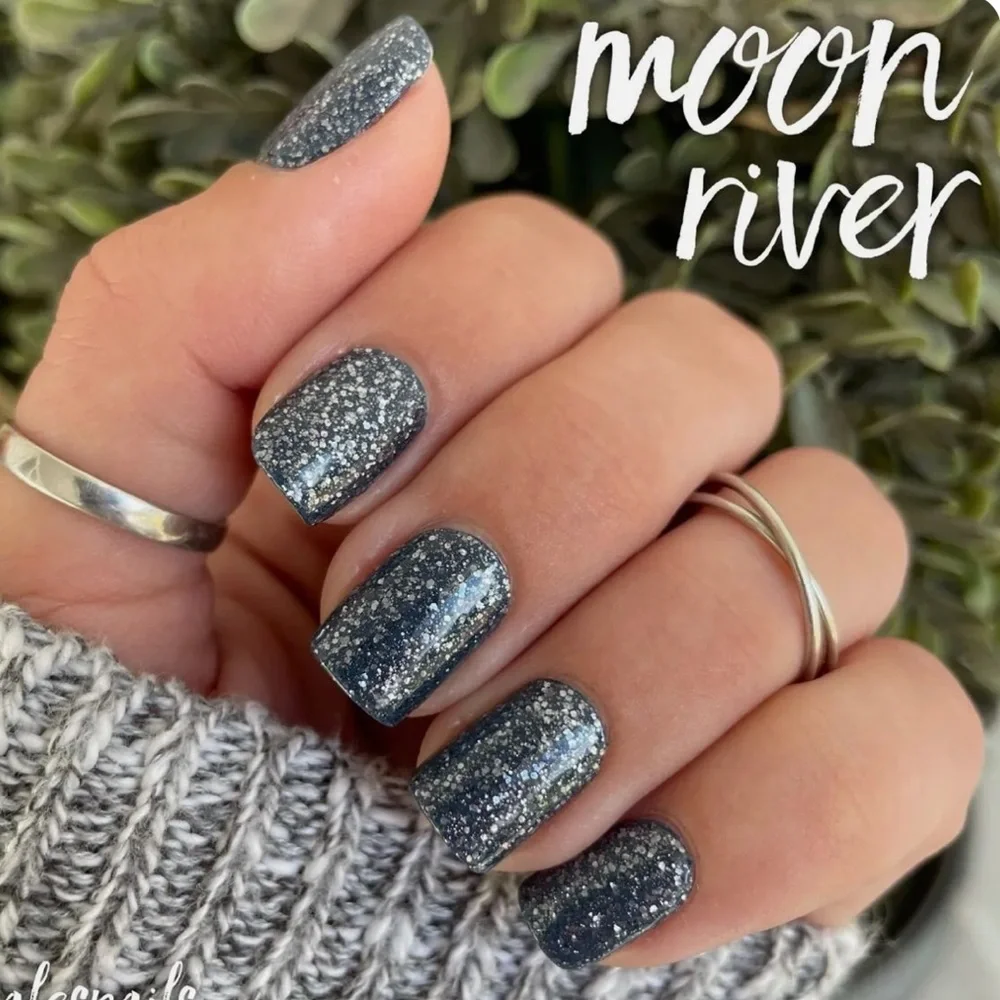 *Retired* Color Street: Moon River | Gray Blue Glitter Sparkle Fall Winter - Picture 6 of 11